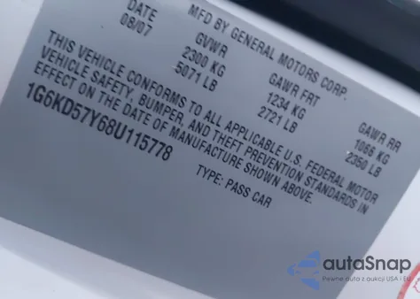 2008 Cadillac Dts 1Sc z USA, uszkodzony, nr VIN 1G6KD57Y68U115778